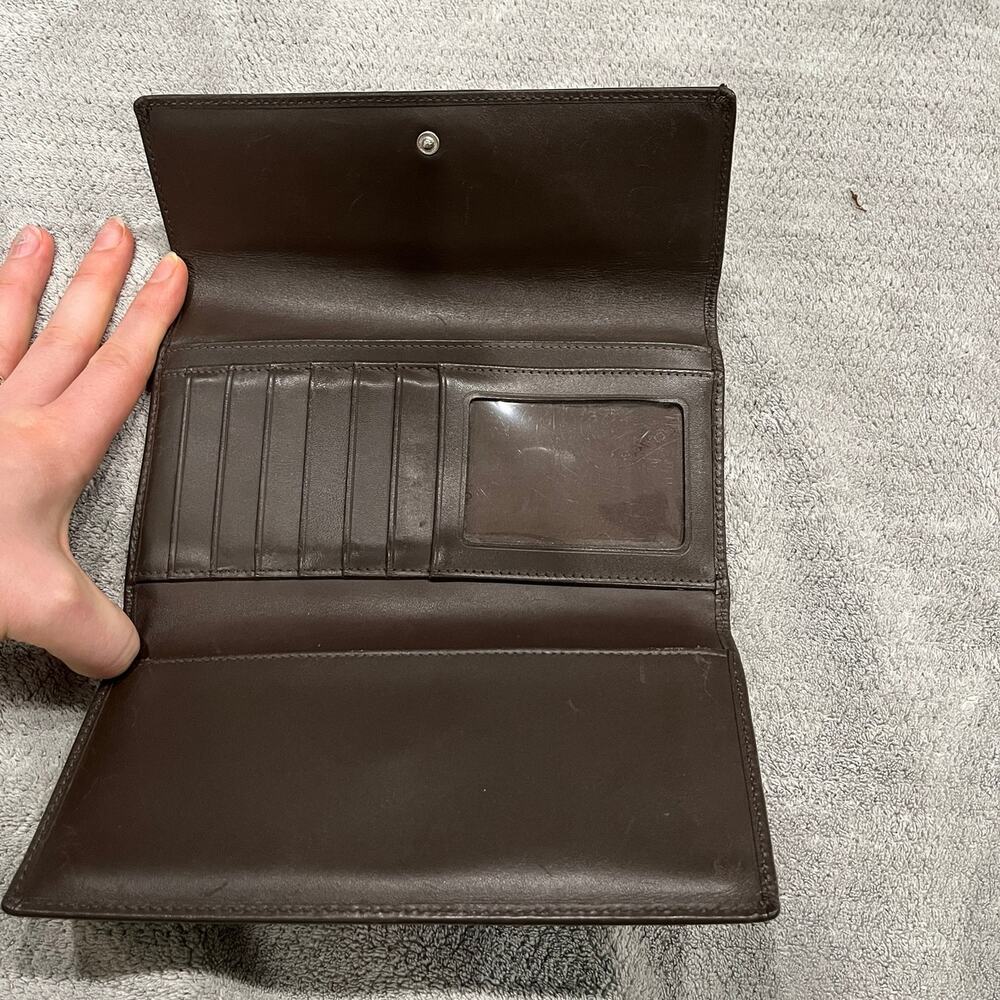 Vintage Coach Signature Trifold Stripe Wallet Check Fold Zippered Side Pocket - Picture 8 of 8